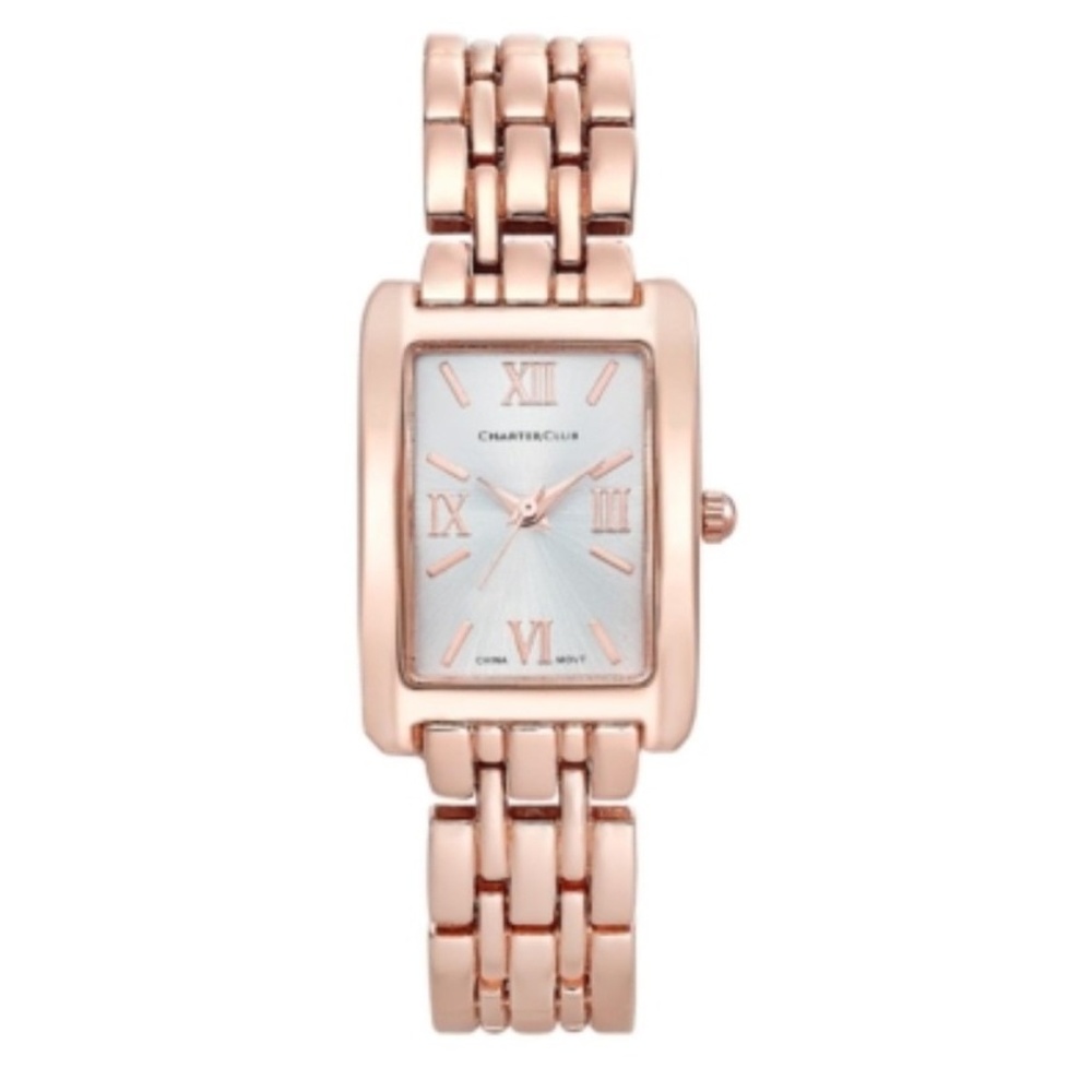 Charter Club Women's Square Face Rose Gold Watch